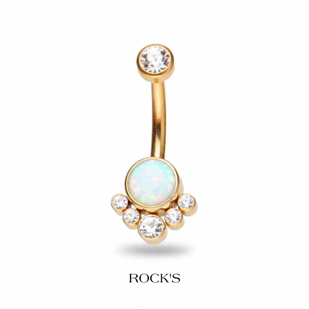 İris Opal Taşlı Titanyum Göbek Piercing